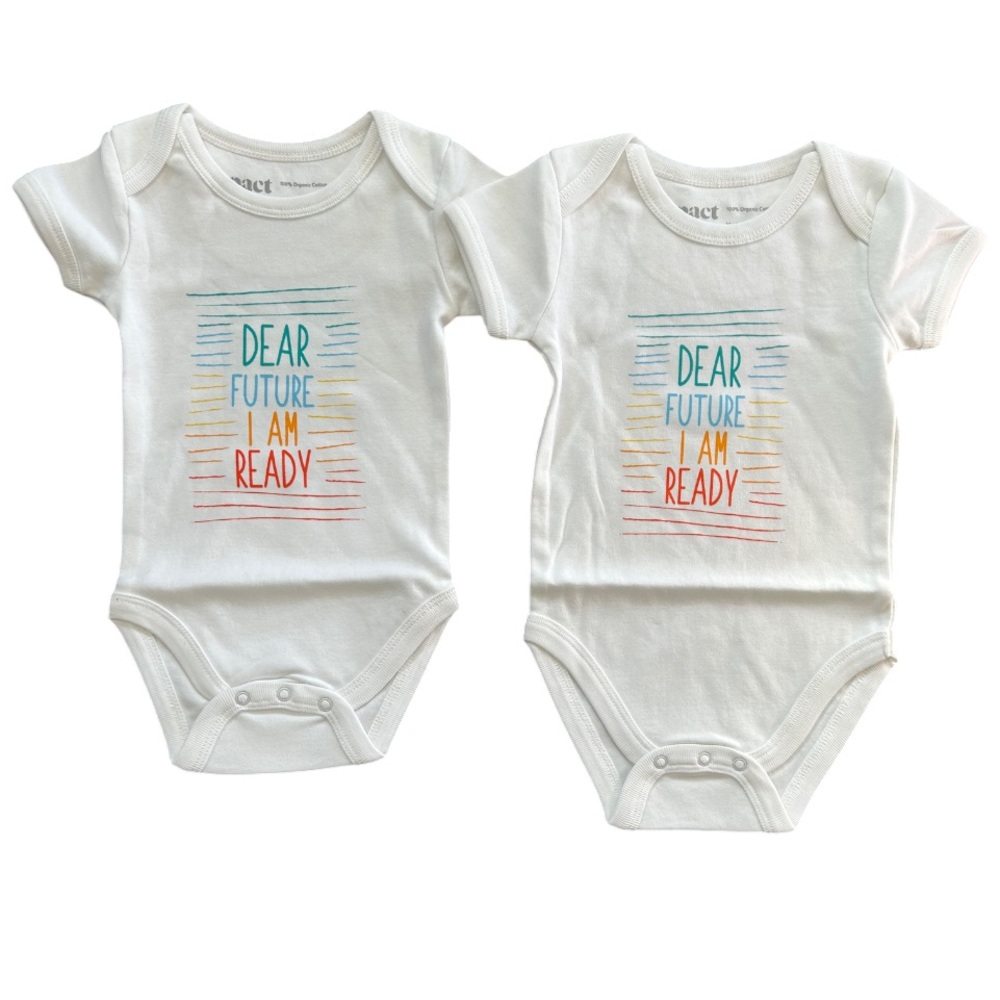 Pact baby bodysuit bundle set of two 0-3 6-9 months 100% Organic Cotton NIP